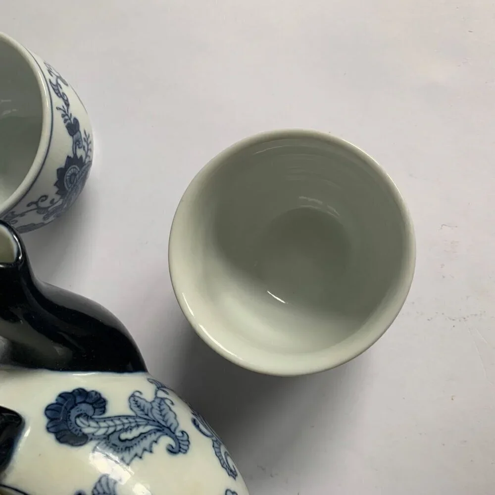 Pier 1 One Imports White Blue Paisley Floral Teapot 4 Cups